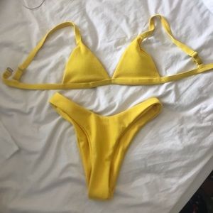 Shein Bikini Yellow High leg Triangle top